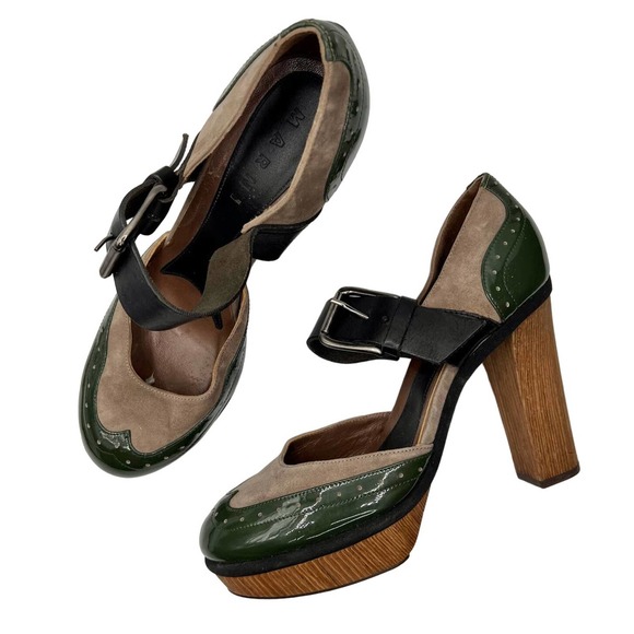 Marni Shoes - Marni Tricolor Patent Leather Platform Pump Heel Mary Jane Women's (size 40)